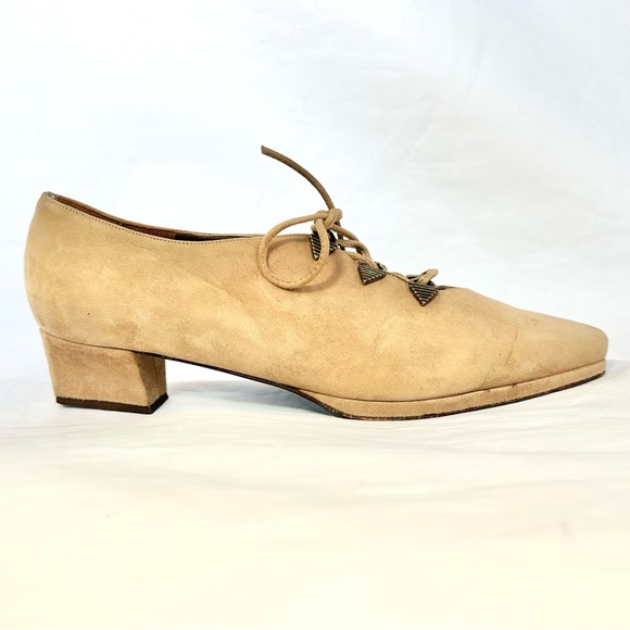 Prevata tan suede lace up platform pointed toe shoes size 9 Made in Italy - Picture 5 of 12